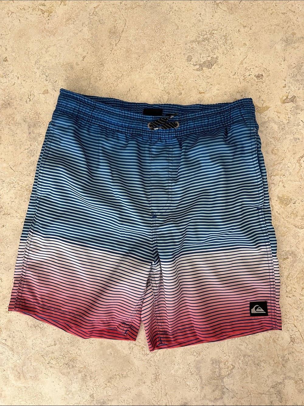 Quiksilver Blue to Pink Ombre Striped Swim Shorts